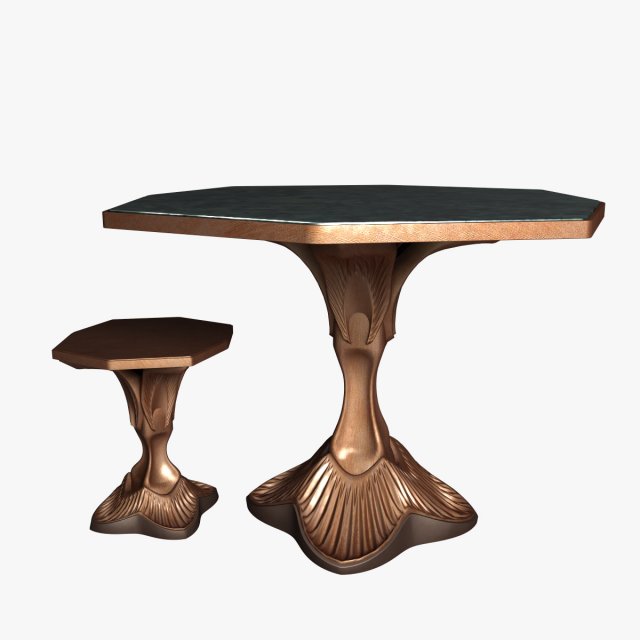 table and stool 3D मॉडल .c4d .max .obj .3ds .fbx .stl .blend 