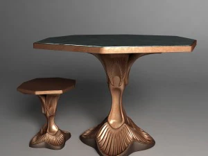 st&oacute;ł i stołek Model 3D