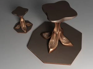 st&oacute;ł i stołek Model 3D