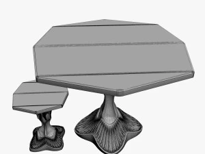 st&oacute;ł i stołek Model 3D