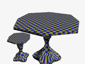 st&oacute;ł i stołek Model 3D