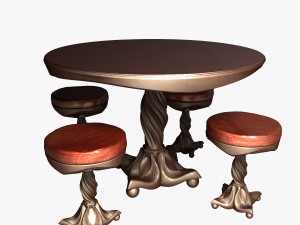 round table and stools 3D Model