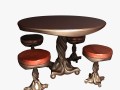round table and stools 3D 모델