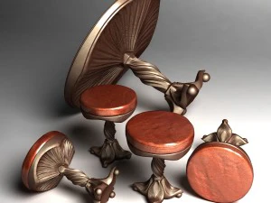 round table and stools 3D Model