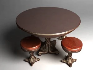 round table and stools 3D Model