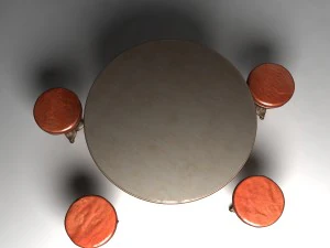 round table and stools 3D Model