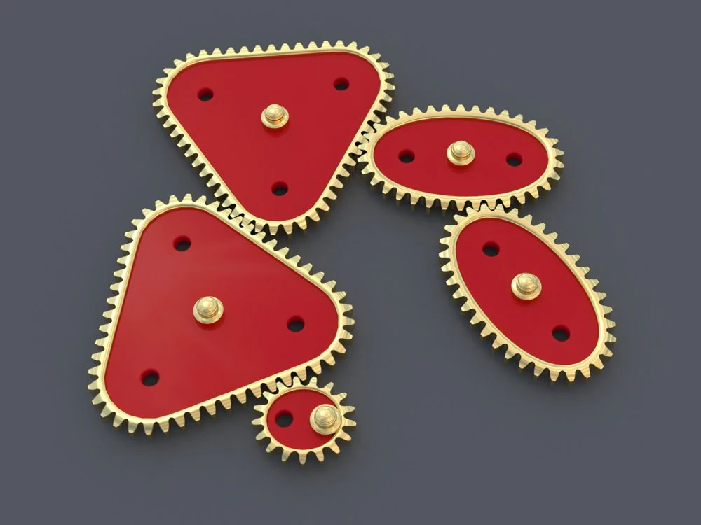 Non-circular gears 3D Model .c4d .max .obj .3ds .fbx .stl .blend 