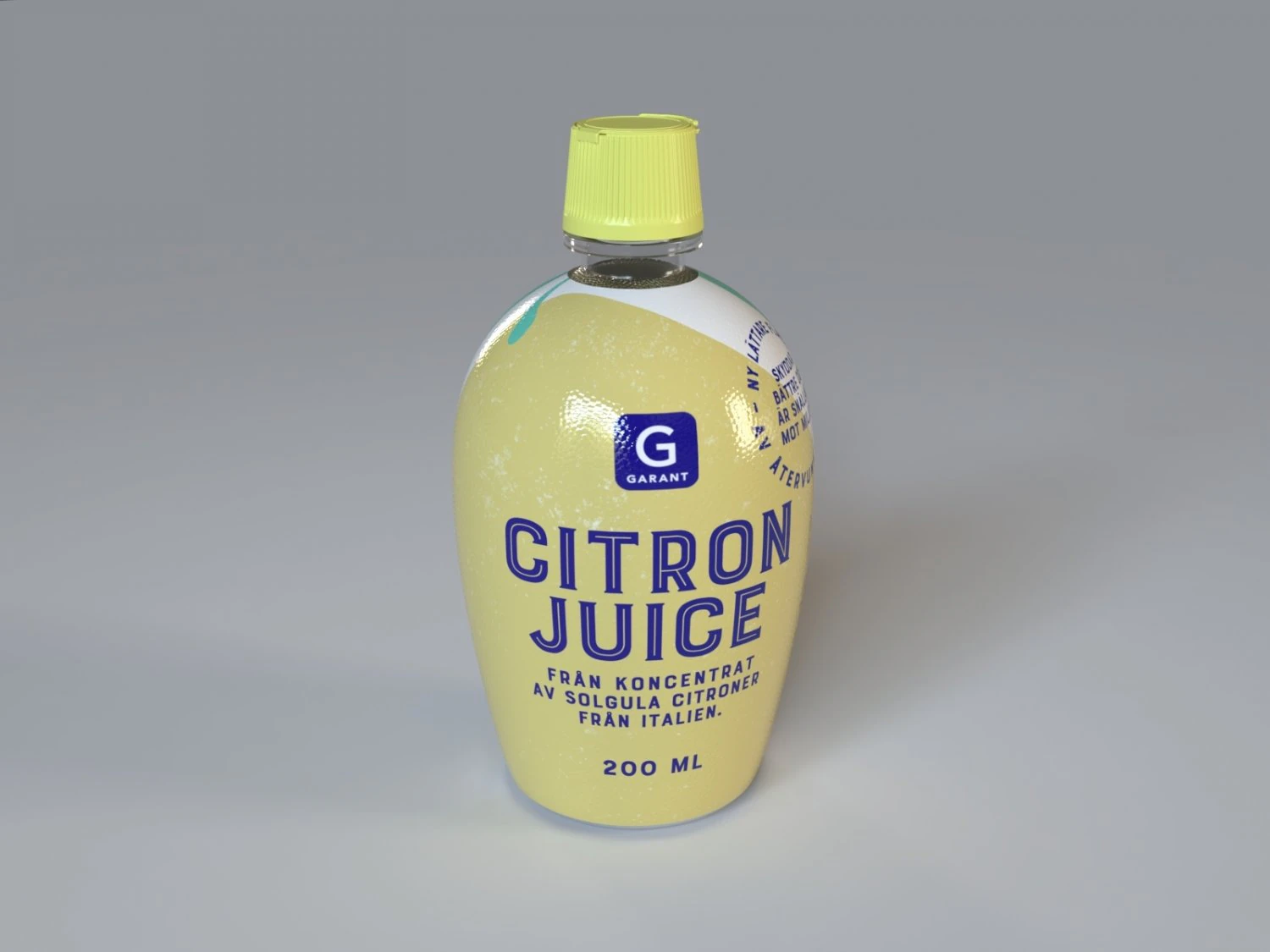 Lemon juice bottle 3D Model .c4d .max .obj .3ds .fbx .stl .blend