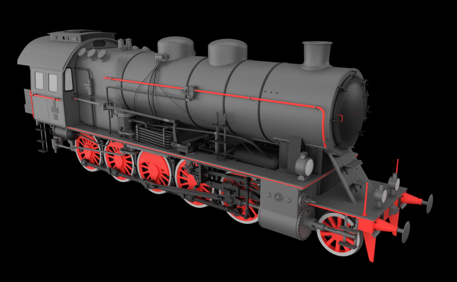 steam locomotive 3D Model .c4d .max .obj .3ds .fbx .stl .blend 