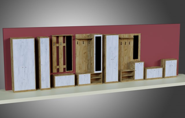 wooden furniture set 3D Model .c4d .max .obj .3ds .fbx .stl .blend 