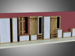 conjunto de m&oacute;veis de madeira Modelo 3D