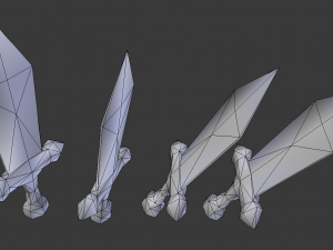 stylized low poly sword and shield 3D 模型