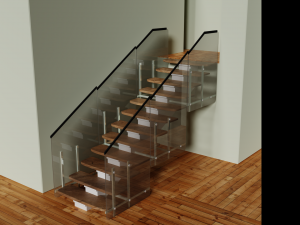 stairs with glass 3D Model