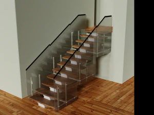 Treppen mit Glas 3D Modell