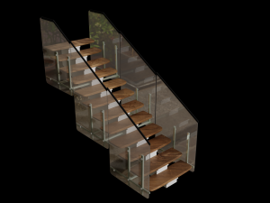 stairs with glass Model 3D