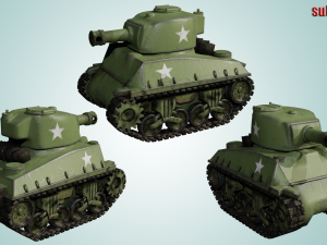 mini sherman tank Modello 3D