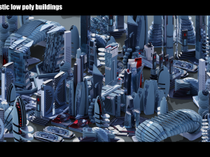 35 futuristic lowpoly buildings vol3 3D Model
