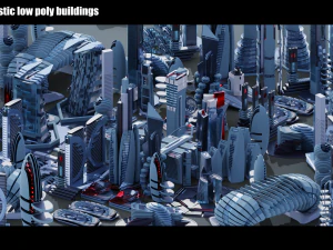 35 bangunan poli rendah futuristik vol 3 Model 3D