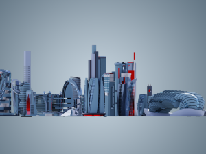 35 futuristic lowpoly buildings vol3 Model 3D