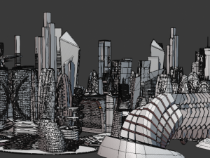 35 futuristic lowpoly buildings vol3 Model 3D