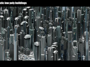 35 футуристичних низькополігональних будівель, том 1 3D Модель