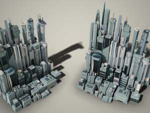 35 futuristic lowpoly buildings vol1 3D Model