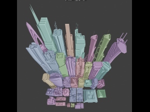 35 futuristic lowpoly buildings vol1 3D Model