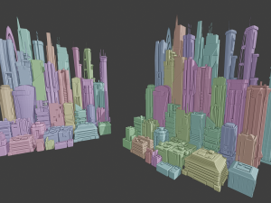 35 futuristic lowpoly buildings vol1 3D Model