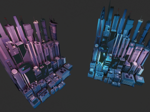 35 futuristic lowpoly buildings vol1 3D Model