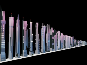 35 futuristic lowpoly buildings vol1 3D Model