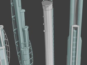 35 futuristic lowpoly buildings vol1 3D Model