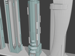 35 futuristic lowpoly buildings vol1 3D Model