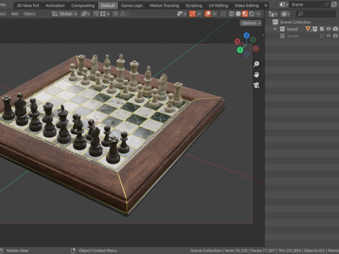 Classic Chess Set 3Dモデル