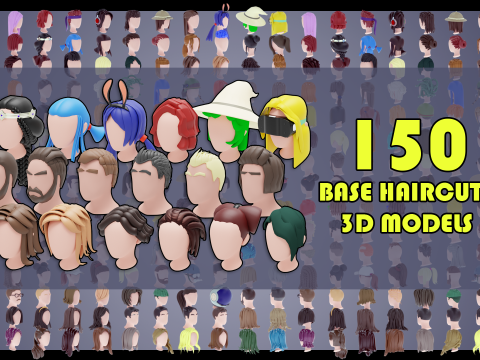 150 Stylized Base Haircuts 3D 모델