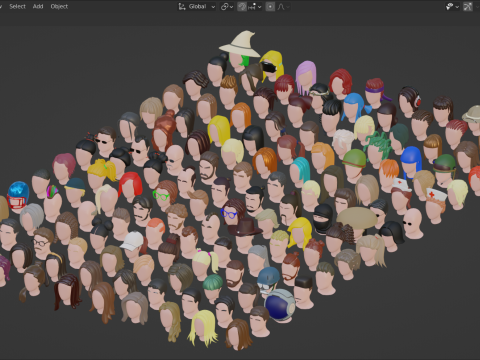 150 Stylized Base Haircuts 3D 모델