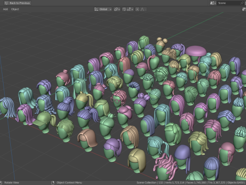 150 Stylized Base Haircuts 3D 모델