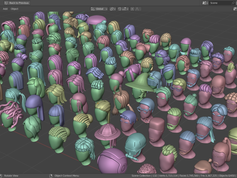 150 Stylized Base Haircuts 3D 모델
