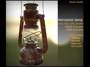 kerosene lamp gameready obj dae max blend 3Dモデル