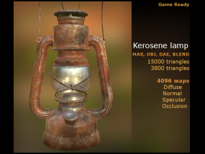 kerosene lamp gameready obj dae max blend 3Dモデル