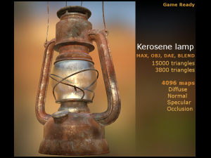 kerosene lamp gameready obj dae max blend 3Dモデル