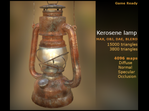 kerosene lamp gameready obj dae max blend 3Dモデル