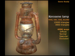 kerosene lamp gameready obj dae max blend 3D Model