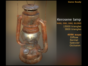 kerosene lamp gameready obj dae max blend 3Dモデル