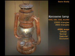 kerosene lamp gameready obj dae max blend 3D Model