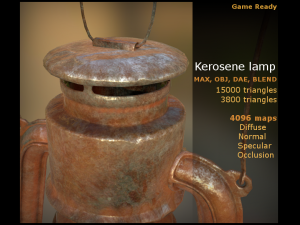 kerosene lamp gameready obj dae max blend 3Dモデル