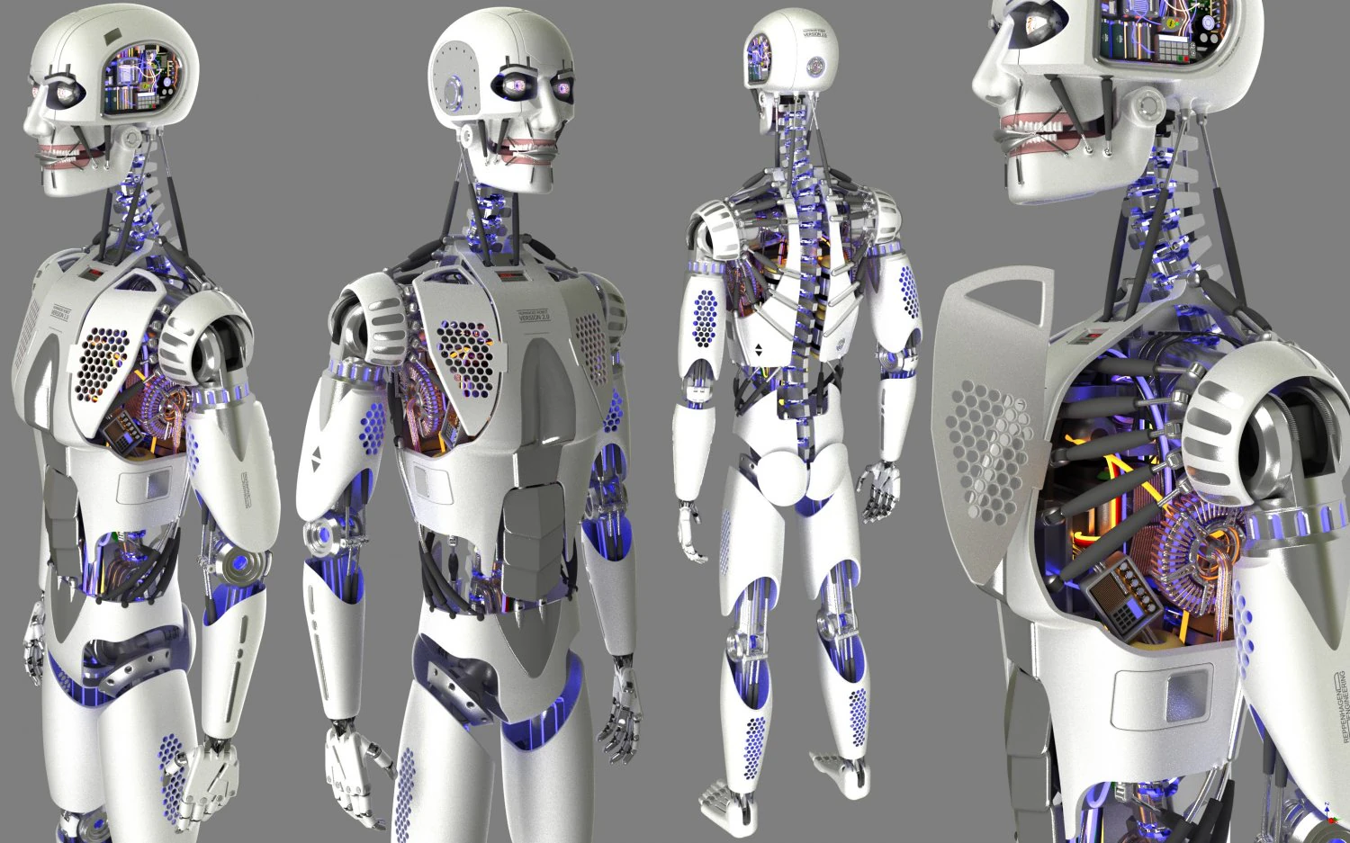 humanoid robot 3D Model .c4d .max .obj .3ds .fbx .stl .blend 