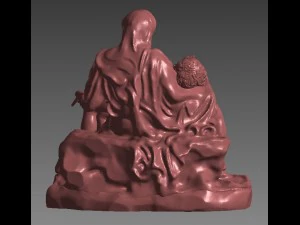 pieta statue of virgin mary cradling jesus 3D Print Model