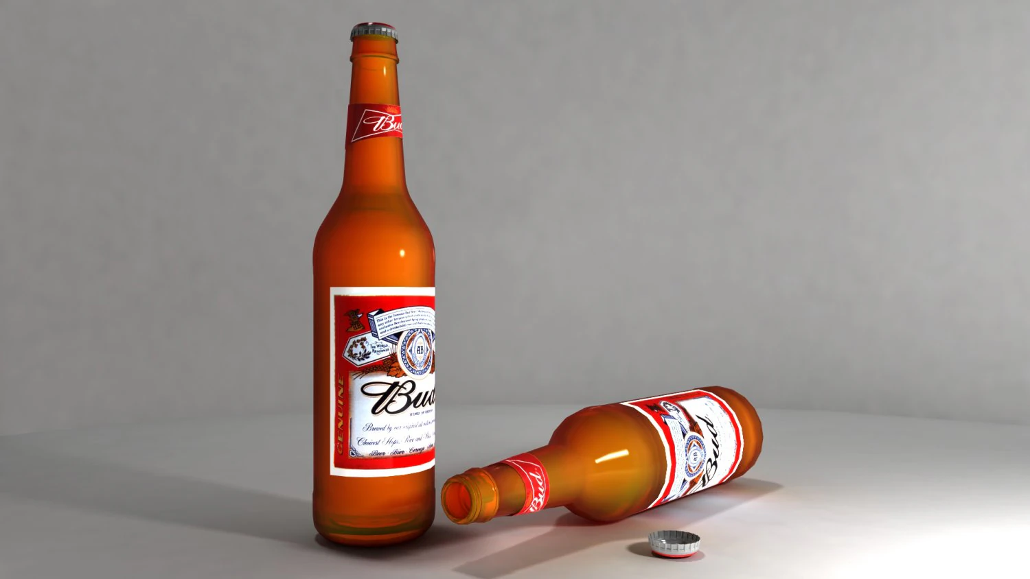 bud beer bottle - 500ml 3D Model .c4d .max .obj .3ds .fbx .stl .blend