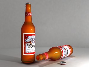 bud beer bottle - 500ml 3D Model