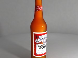 bud beer bottle - 500ml 3D Model
